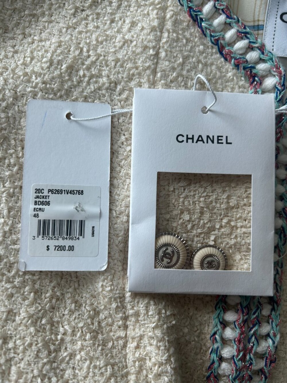 Chanel Beige & Multicolor Tweed Women's Jacket - Picture 4 of 7